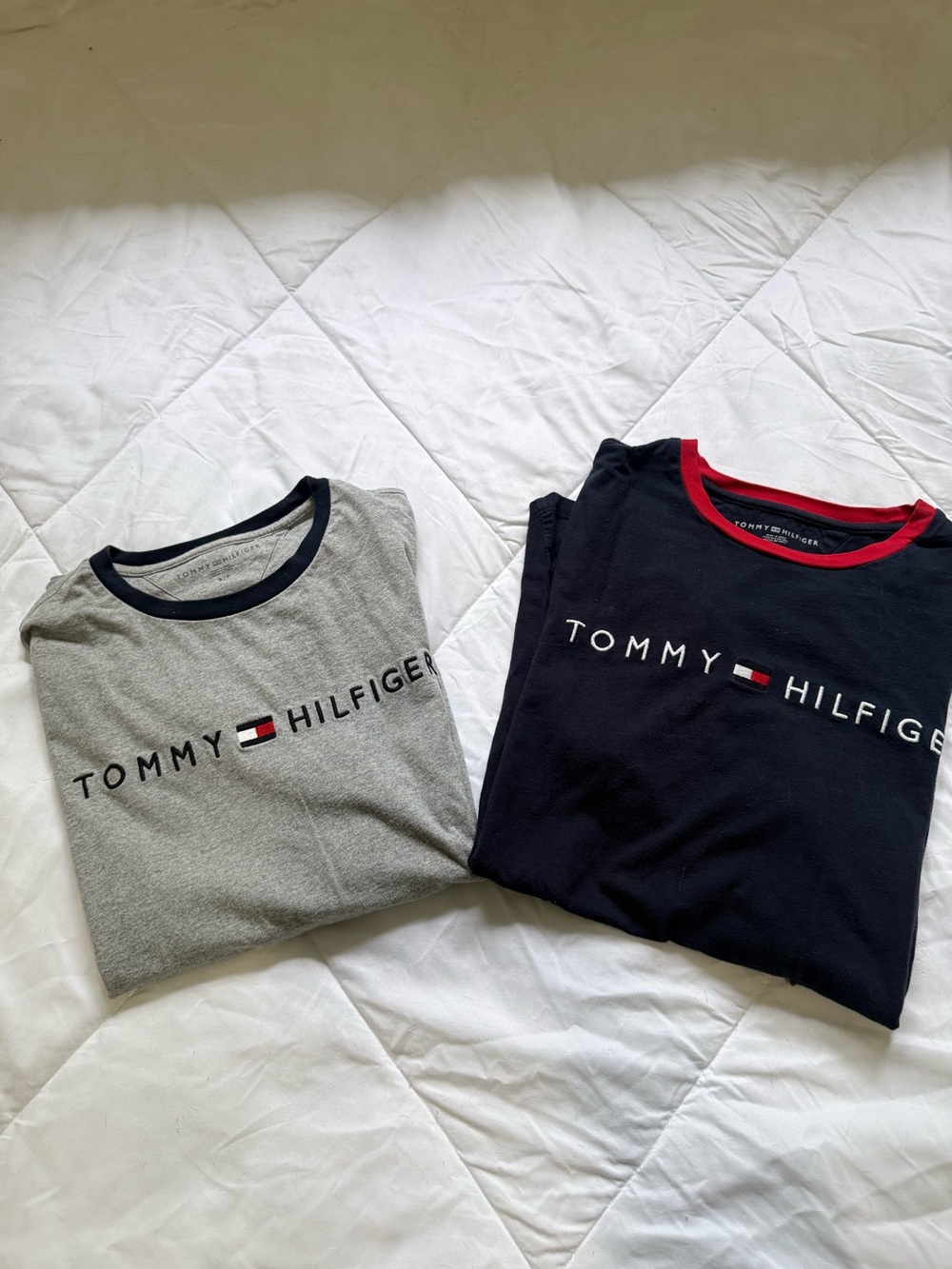 Tommy Hilfiger Short Sleeve Logo Tees - Navy & Gray